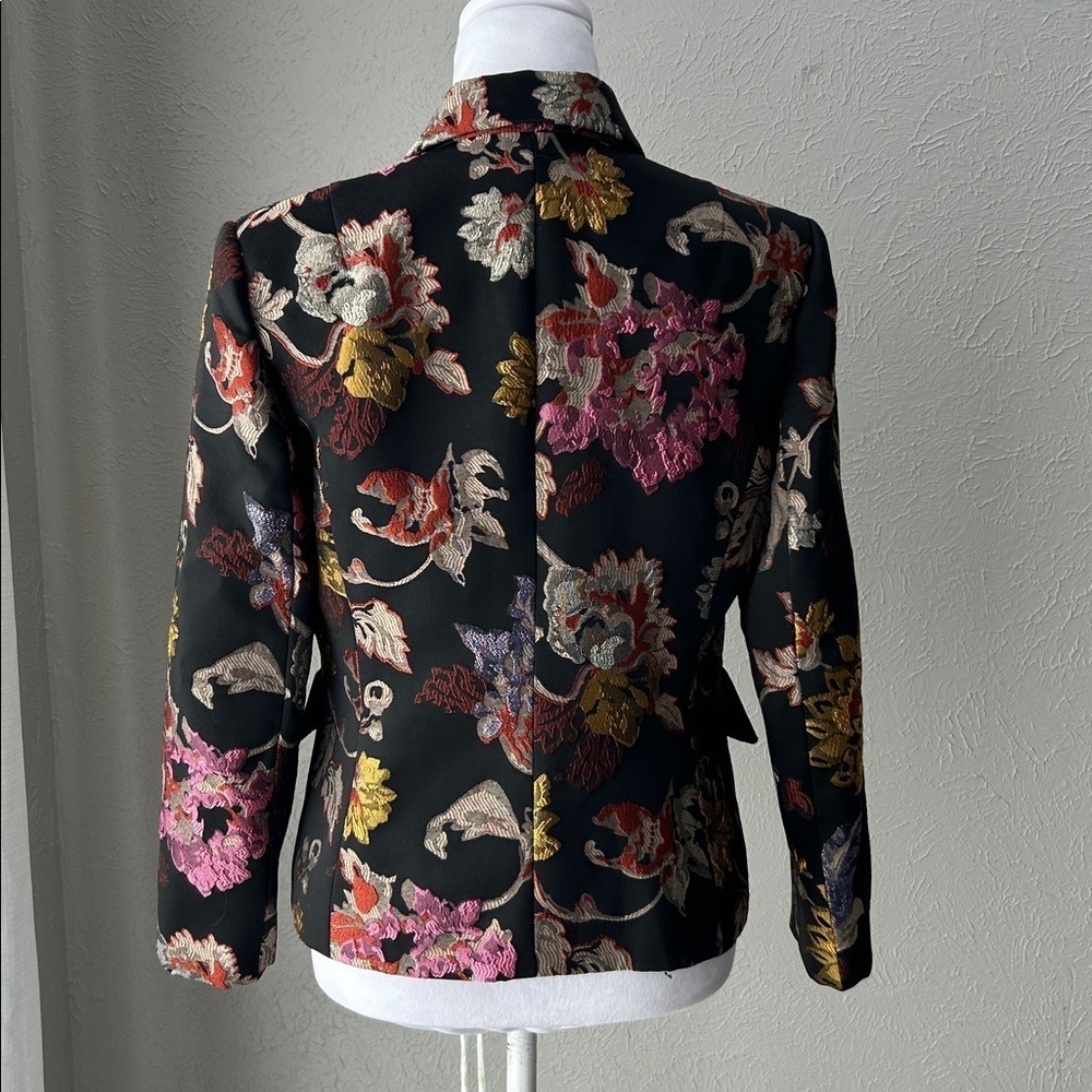 Carlisle New York floral jacquard blazer black multicolor size 6 - Picture 4 of 13